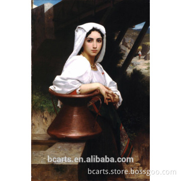 Italy young carrying water girl famous painting by WilliamAdolphe Bouguereau